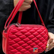 کیف دوشی زنانه عمده قرمز رنگ کد 6717