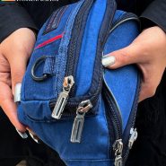 کیف کمری مردانه عمده آبی رنگ کد 6755